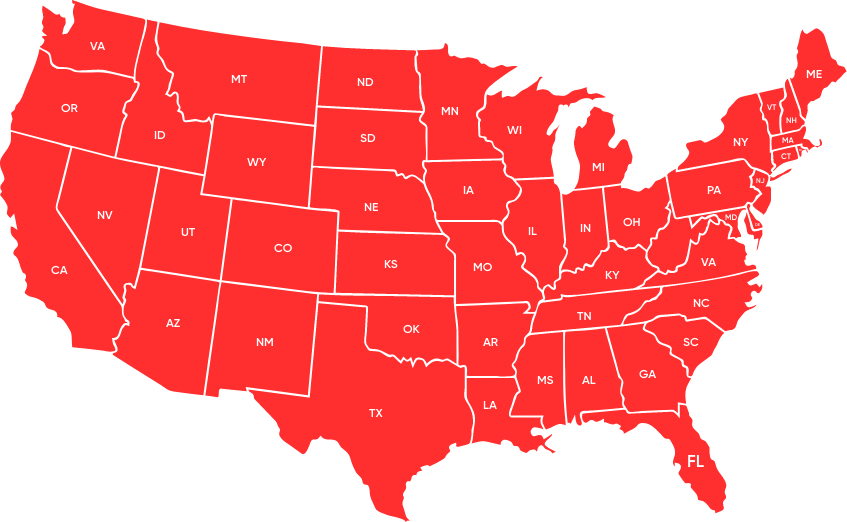 map of 48 American states covered by Simply insurance
